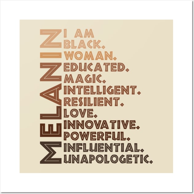 I Am Black Woman Educated Melanin Black History Month women history Wall Art by Gaming champion